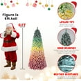 thumbnail image 4 of 6ft Artificial Christmas Tree, Rainbow Gradient Snow Flocked Xmas Tree with 1326 PVC Branch Tips and Metal Stand, for Holiday Decoration, 4 of 7