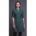 thumbnail image 3 of Bimba Short Kurtis For Ladies Printed Mandarin Collar Roll Up Sleeve Dress, 3 of 6