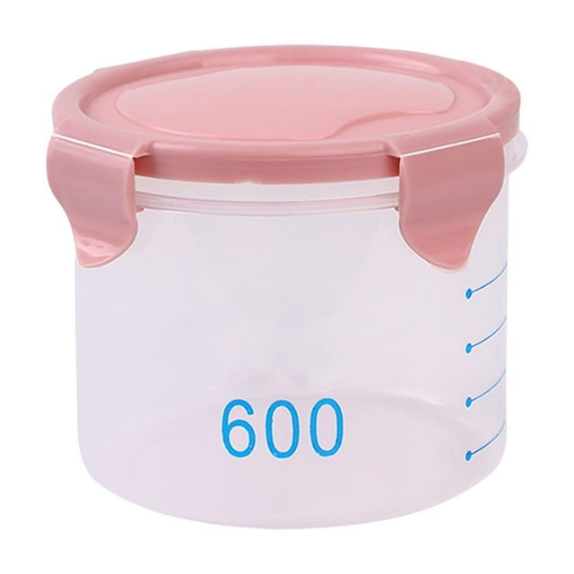 Btomtd avec Bocaux de Rangement Ronds Gradués Bocaux de Cuisine en Plastique avec Couvercles Bocaux à Collations Bocaux de Rangement pour Grains Bocaux de Rangement Bocaux à Yogourt Fromage Gâteau, Rose