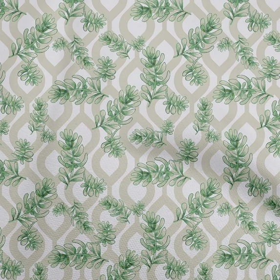 oneOone Silk Tabby Green Fabric Leaves Dress Material Fabric Print Fabric By The Yard 42 Inch Wide
