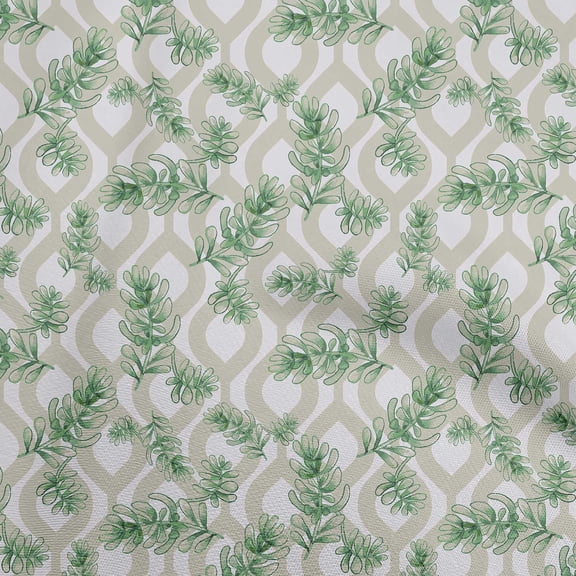 oneOone Polyester Lycra Green Fabric Leaves Dress Material Fabric Print Fabric By The Yard 56 Inch Wide