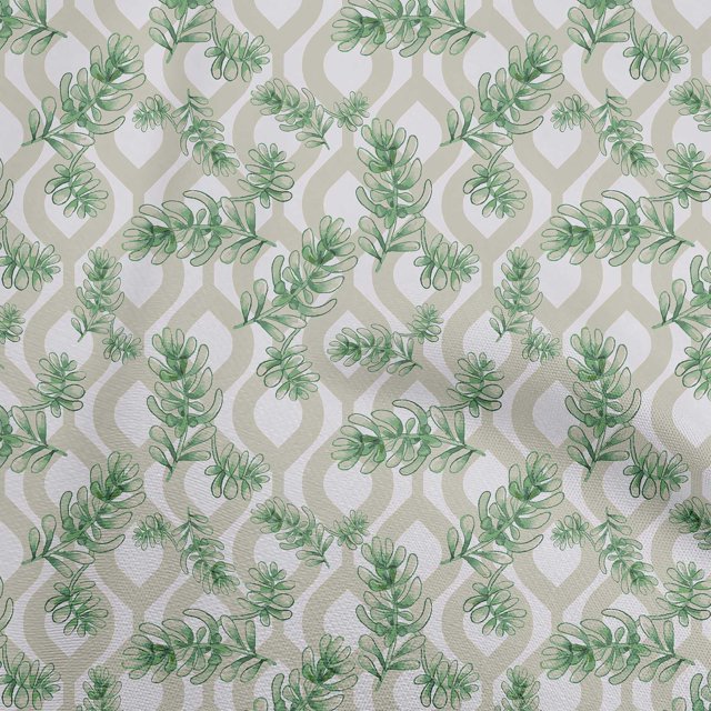 oneOone Cotton Poplin Green Fabric Leaves Craft Projects Decor Fabric Printed By The Yard 56 Inch Wide