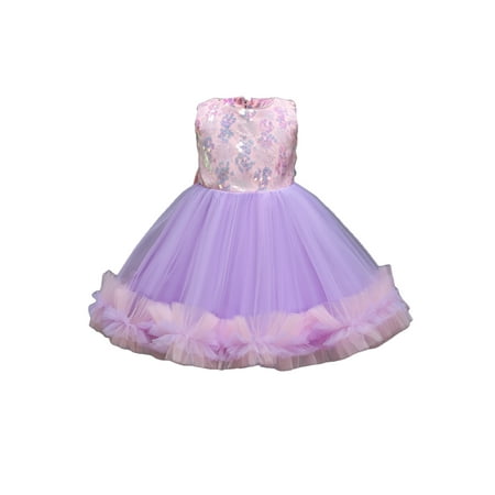 

Toddler Baby Girls Tulle Princess Dress Sleeveless Sequined Round Neck Ball Gown with Bowknot Lace Tutu Sundress