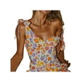 thumbnail image 4 of Franhais Women's Camisole, Flower Print V-neck Sleeveless Backless Back Zipper Tie-Up Strap Tops, 4 of 9