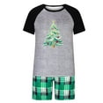 thumbnail image 2 of REORIAFEE Matching Family Christmas Pajamas 2 Piece Loungewear Short Sleeve Top and Shorts Plaid Soft Sleepwear Gray S-2XL, 2 of 6