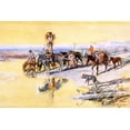 thumbnail image 2 of Russell, Charles Marion 32x23 White Modern Wood Framed Museum Art Print Titled - Indians Traveling on Travois, 2 of 4