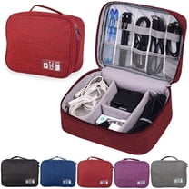 Gustave Cable Organizer Case, Waterproof Electronic Double Layer Storage Bag for USB Cable, Charger, Power Bank, Phone or Tablet Carrying Case Electronics Accessories "Red"