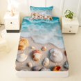 thumbnail image 3 of jejeloiu Beach Shells Twin Sheets,Ocean Pattern Bedding For Boys,Blue Beige,3pcs,1 Fitted Sheet and 1 Pillowcase, 3 of 6