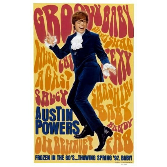 Austin Powers Movie poster Metal Sign 8inx 12in Metal Art Print 8x12 Square Adults Z Posters