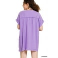 thumbnail image 5 of Zenana Plus Size Relaxed Fit Gauge Rolled Short Sleeve Raw Edge Mini V-Neck T-Shirt Tunic Top, 5 of 6