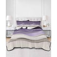 thumbnail image 3 of Purple Wave Queen Size Down Alternative Comforter, Lightweight Comforter Quilt Bedding Set with Pillow Shams Coastal Ombre Ocean Grey Stripes Beach Sand All Seasons Bed Comforter Duvet Insert 90"x96", 3 of 7