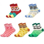 ZFSOCK 5 Pairs Boys Girls Socks Soft Cotton Crew Socks Kids Cute Animal Pattern Ankle Socks for Toddler Boys Girls 2-11 Years