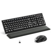 RECCAZR Ergonomic Wireless Keyboard and Mouse Combo with Wrist Rest, 2.4G Full-Sized Keyboard and Mouse Cordless, 3 DPI Adjustable Mouse, Dual-System Keyboard for /Windows/Mac(Black)