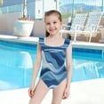 thumbnail image 4 of Girls Ruffle One Piece Swimsuit, Stretchy Fabric for Beach & Pool Activities A Seamless Pattern Of Blue, 4 of 8