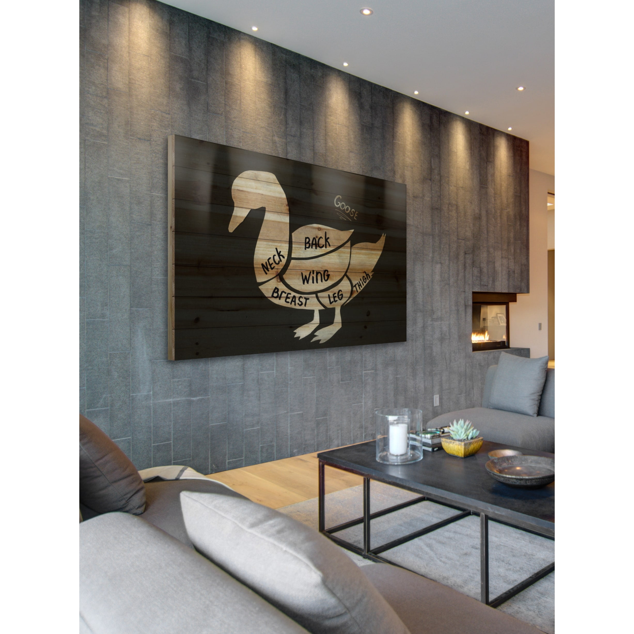 "Goose Formation" Painting Print on Natural Pine Wood