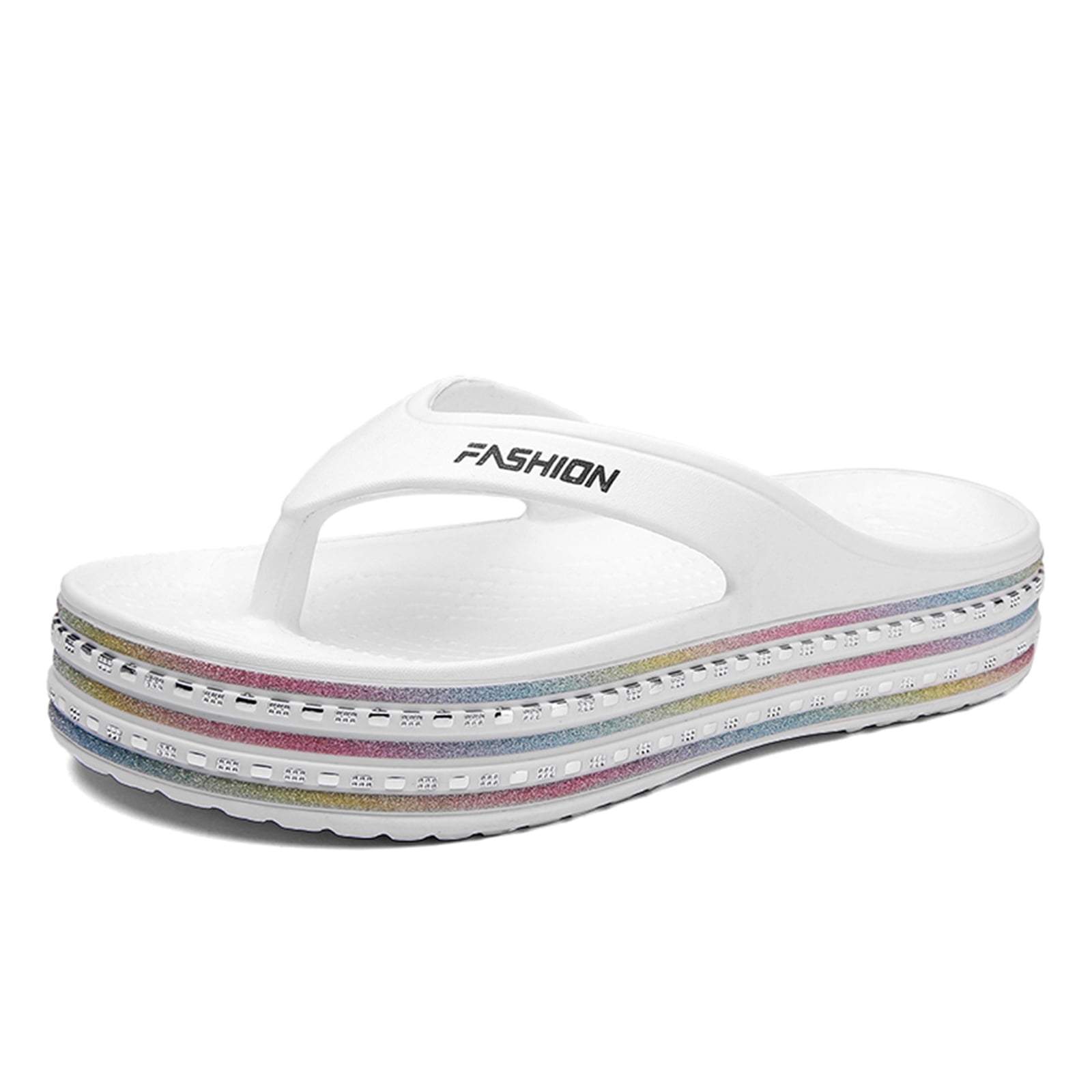 Cyiecw Women Comfortable Flip Flops Thick Soled Thong Slippers Soft Beach Pool Sandals