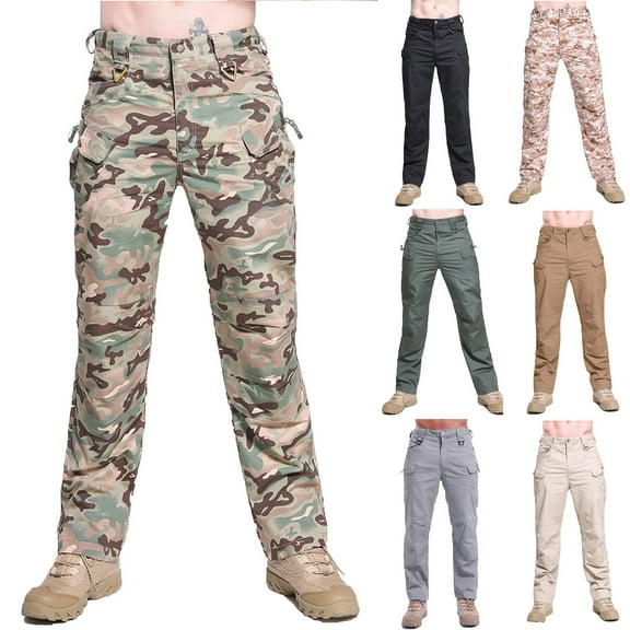 QATAINLAV Ofertas Flash Del Dia Tactical Combat Pants for Men Fashion Camo Hiking Pants Casual Ripstop Work Cargo Pants with Multi Pockets 2025 Outdoor Workwear Beige XXXXL