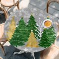 thumbnail image 2 of Grey Christmas Tree Round Tablecloth, Fitted Table Cover with Elastic for 36"-44" Round Tables, Green Golden Xmas Tree Snowflake Winter Table Cloth Outdoor Indoor Dinning Party Waterproof Tablecloths, 2 of 7