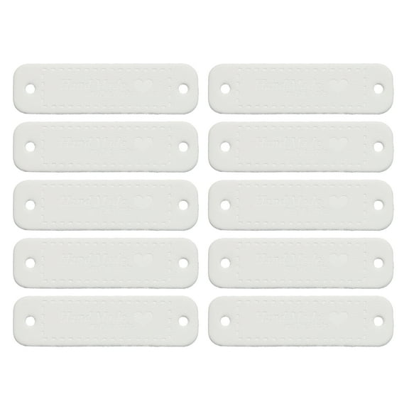 30pcs PU Leather Label, Handmade Tags for Crochet Handmade with Love Sewing Label Embellishment Knit White