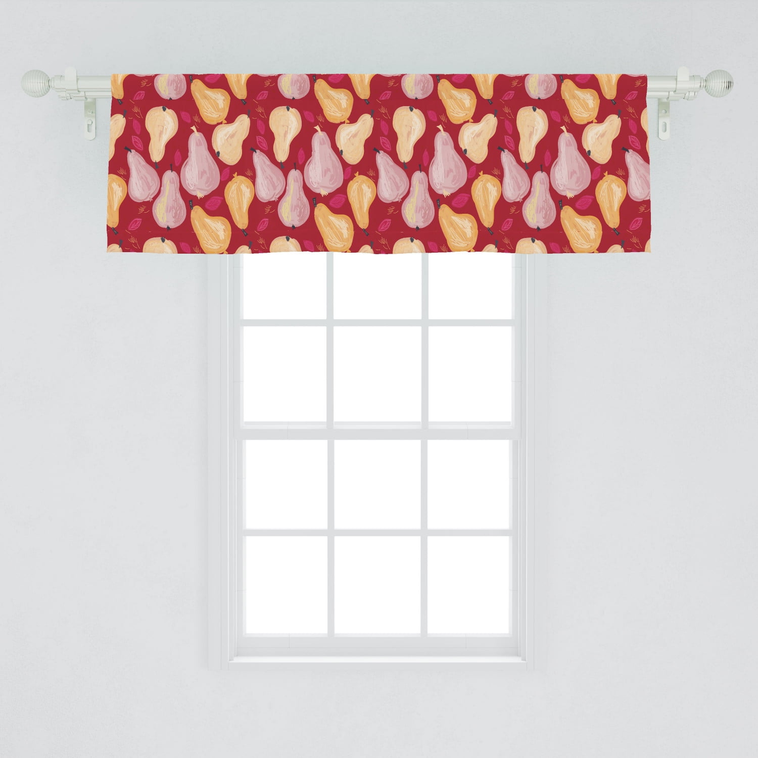 Fruit Art Window Valance Pears And Leaves In Abstract Design Watercolor Art Paint Print Curtain Valance For Kitchen Bedroom Decor With Rod Pocket By Ambesonne Walmart Com Walmart Com