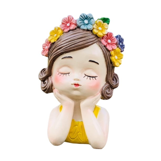 Maceta para niña, maceta, figura organizadora, maceta, linda decoración, florero Abrigo amarillo