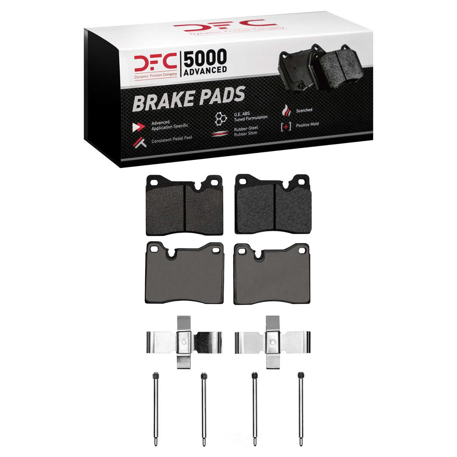 Dynamic Friction Company 1551-0163-01 DFC 5000 Advanced Brake Pads - Low Metallic and Hardware Kit