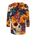 thumbnail image 5 of Simua Hauts Imprimés Floraux Colorés pour Femmes, Chemises à Manches 3/4, Col Rond, Blouses Décontractées Amples, 5 of 5