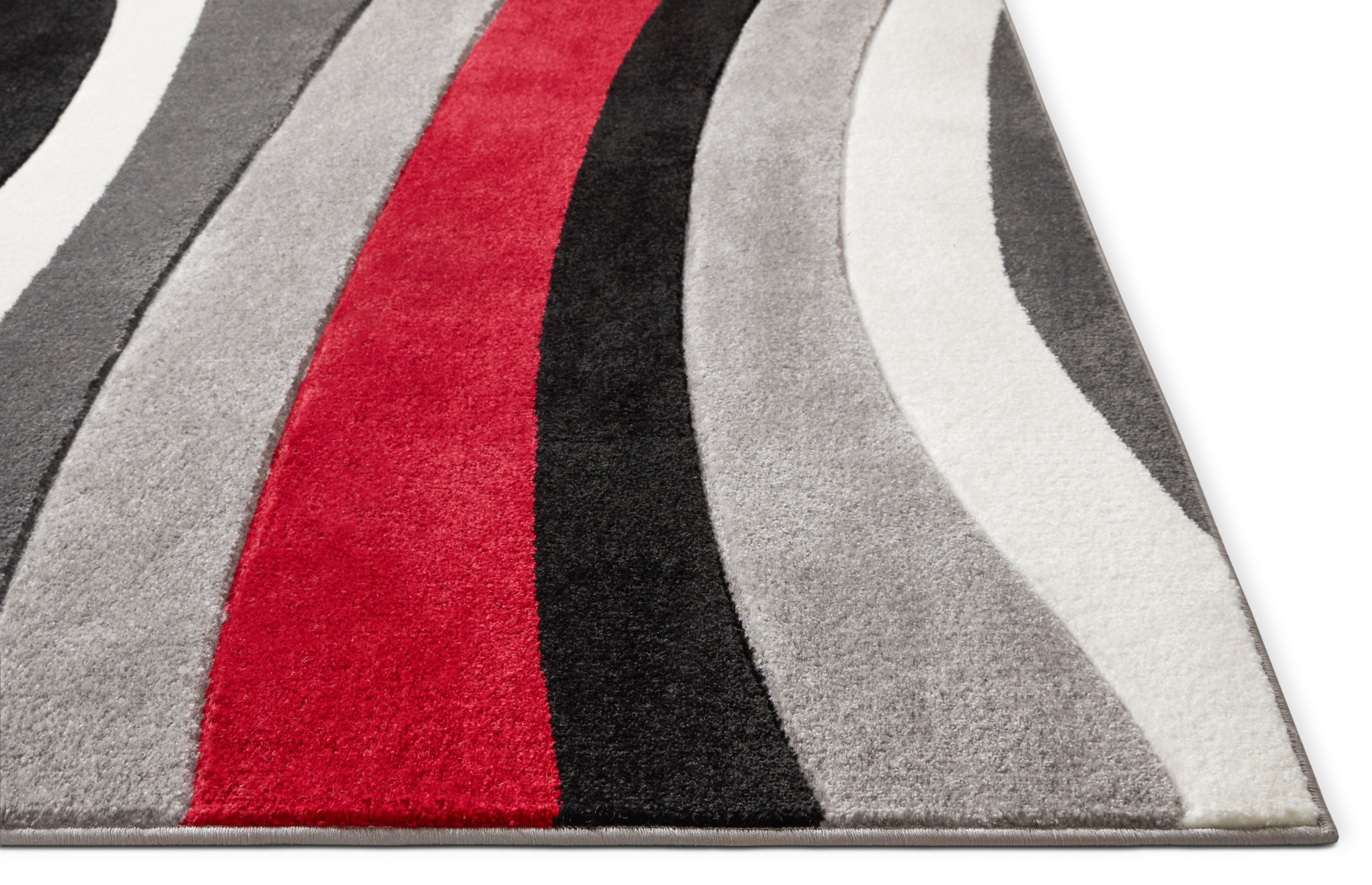 Well Woven Ruby Rad Waves Modern Contemporary Red Geometric Solid Stripes 3'11" x 5'3" Area Rug