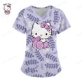 thumbnail image 3 of Nurse Uniform Women Short Sleeve Hello Kitty Working Uniform Pocket Blouse Scrubs Tops Nursing Medical Uniforms Accessories, 3 of 7