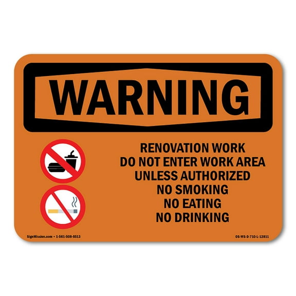 OSHA WARNING Sign - Renovation Work Do Not Enter Work Area | Decal | Protect Your Business, Work Site, Warehouse & Shop Area | Made in the USA