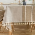thumbnail image 5 of Tablecloths for Rectangle Tables,Cotton Linen Table Cloth Waterproof Tablecloth Wrinkle Free Farmhouse Dining Table Cover,Soft Fabric Table Cloths with Tassels,Grey,55" X 70" - Style 2, 5 of 5