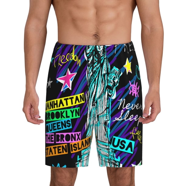 Fotbe New York City Pantalones Cortos de Pijama para Hombre, Ropa de Dormir, Pantalones de Pijama Cortos para Hombre-3X-Large