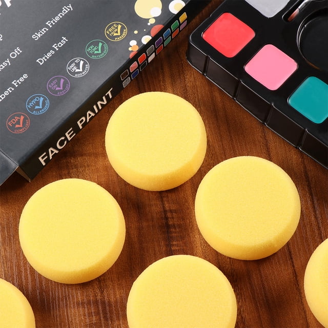 FUTUREORYY 12Pcs Yellow Round Sponge for Painting Soft Absorbent Foam Circle Sponge for Crafts