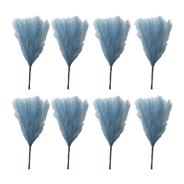 Inteprter 8 Uds. De seda ecológica, decoración de pastos de Pampas artificiales, durabilidad sostenible y elegante de larga duración Decoración del hogar Azul degradado >45cm