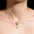 thumbnail image 2 of Rylos Yellow Gold Plated Silver Guardian Angel Necklace with 6X4MM Blue Star Sapphire & Sparkling Diamonds -  18" Chain Exquisite Birthstone Jewelry, 2 of 7