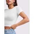 thumbnail image 2 of Womens Slim Fitted Crop Tops - Basic Crew Neck Short Sleeve Casual Tees for Going Out, 2 of 5