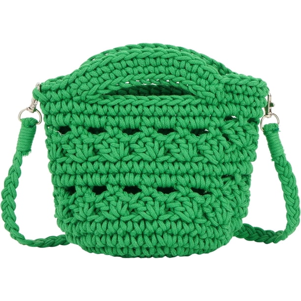 LHSHID Women Mini String Woven Cross-body Shoulder Bag Top-handle Bag
