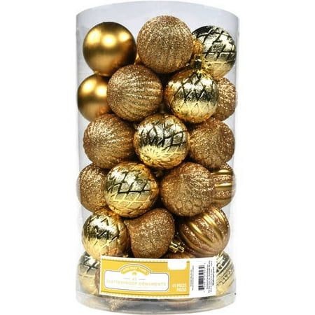 Holiday Time Christmas Ornaments 60mm Shatterproof Ornament, Set of 41