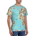 thumbnail image 4 of Yiaed World Travel Line Icons Map Print Mens Short Sleeve Tight Fit T-Shirt, Crewneck Casual Tee-Small, 4 of 5