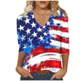 thumbnail image 6 of Gamivast 4Th of July Patriotic Tunic Tops for Women USA American Flag 3/4 Sleeve V Neck Stars And Stripes Casual Loose Fit Stretchy Soft Summer Tops, 6 of 7