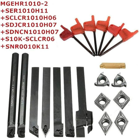 

Sufanic 21Pcs 10Mm Shank Lathe Boring Bar Carbide Inserts Turning Tool Holder Set