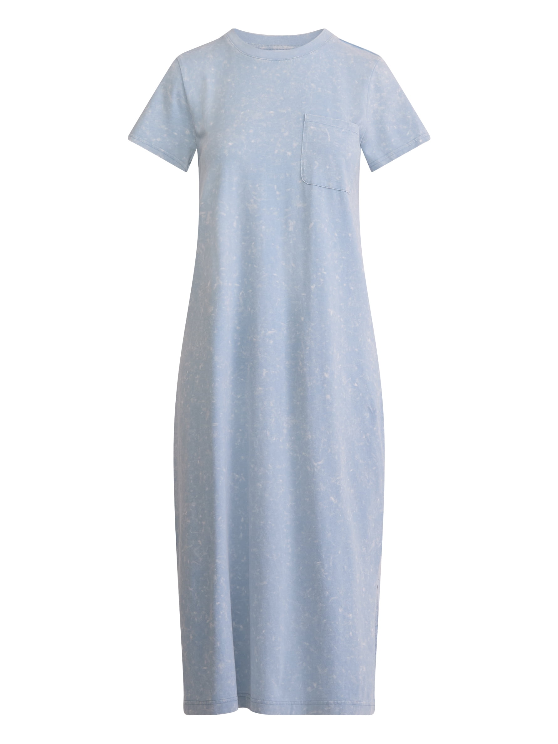 Time and Tru Women's Midi T-Shirt Dress with Short Sleeves, Sizes XS-XXXL