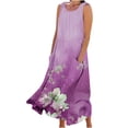 thumbnail image 1 of Birdeem Robe d'Été Aguichant pour Femmes Robe Longue Imprimée Sans Manches et en Lin Col Rond Robe d'Été Longue pour Femmes, 1 of 4