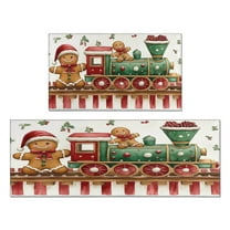 2 Piece Christmas Plaid Kitchen Rug Sets Xmas Forest Rustic Farmhouse Kitchen Floor Mat Absobent Kitchen Rugs and Matsfor Bathroom Room (47x17 30x17 inches)