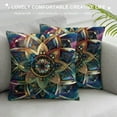 thumbnail image 3 of COMIO  Lotus Pillow Sham, Gradient Diagonal Mystic Geometric Alchemy Trippy Motif with Ornaments, Decorative Standard King Size Printed Pillowcase, , Indigo Blue, 3 of 5