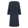 thumbnail image 3 of Robe d'Été pour Femmes Mode Décontractée Couleur Unie Manches Mi-Longues Col Rond Robe Boutonnée Robe d'Été Décontractée, 3 of 6