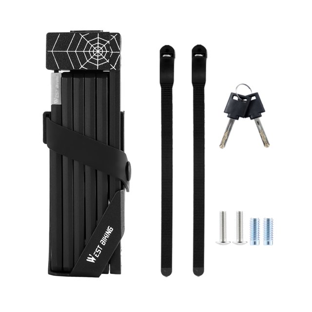 Cerrar con llave Candado plegable para bicicleta, candado antirrobo para bicicleta eléctrica, patrón de telaraña, candado de seguridad portátil para bicicleta y motocicleta, accesorios para bicicleta