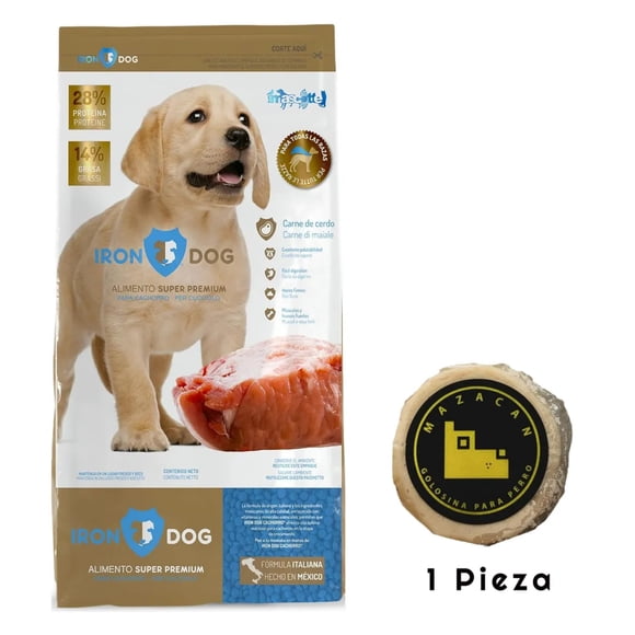 Iron Dog Super Premium Cachorro 20 Kg + Mazacan Para Perro 1 pza