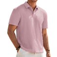 thumbnail image 2 of Men’s Loose Fit Knit Jacquard Polo Shirt with Button Front Short Sleeves and Classic Collar for Everyday Business Casual Style, 2 of 5