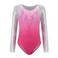 thumbnail image 2 of Children's ballet gymnastics suit dance practice clothes dance clothes girls Long sleeve diamond pattern body suit, 2 of 6